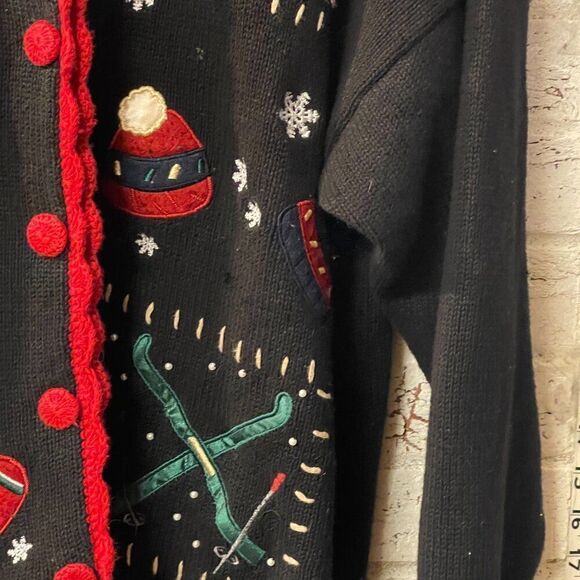 Vintage Basic Editions Holiday Festive Winter Ugly Christmas Sweater Cardigan XL - Picture 4 of 9